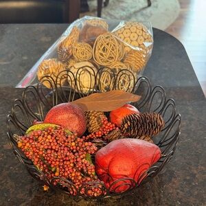 Decorative Wire Basket with Red Accents